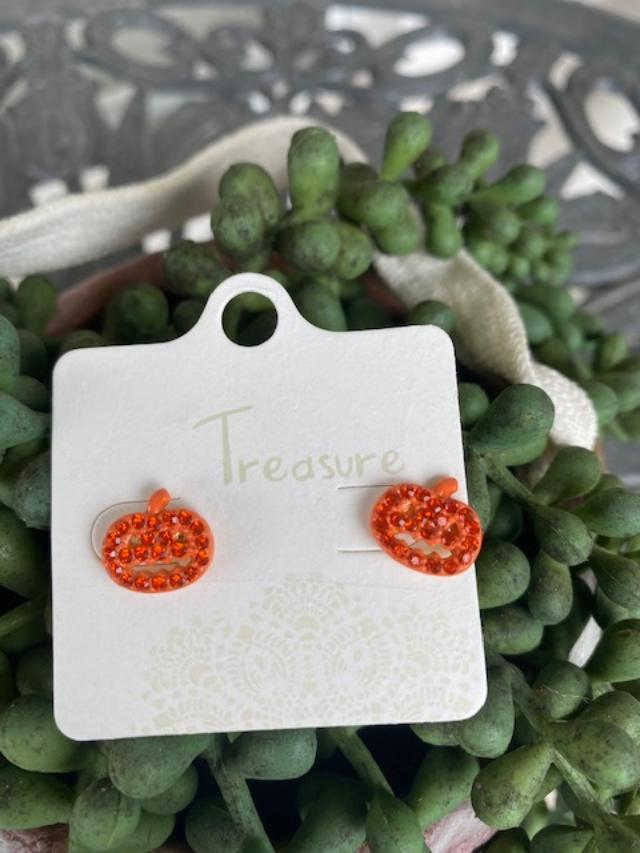 Rhinestone Pumpkin Earrings