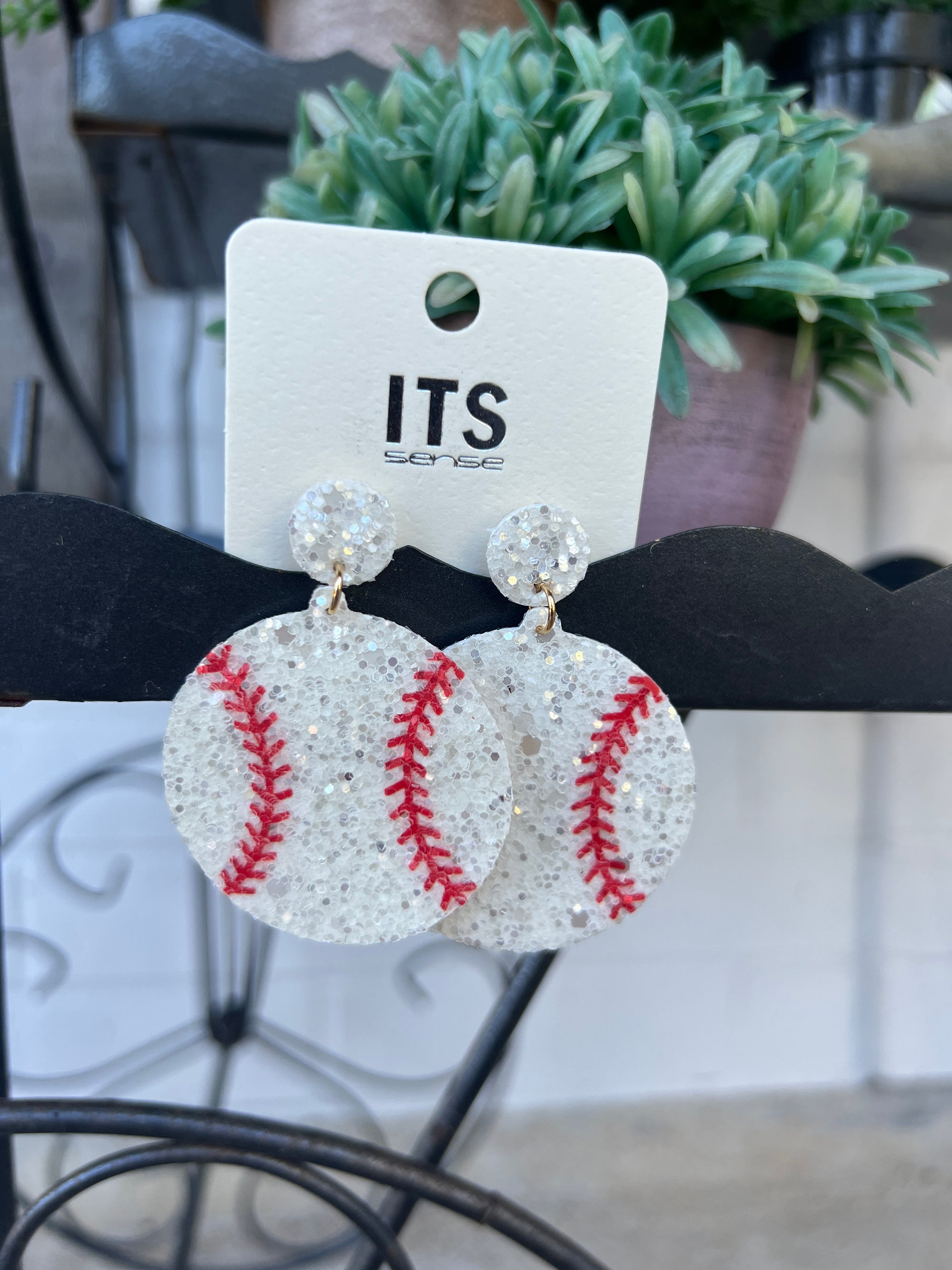 Glitter Baseball Earring