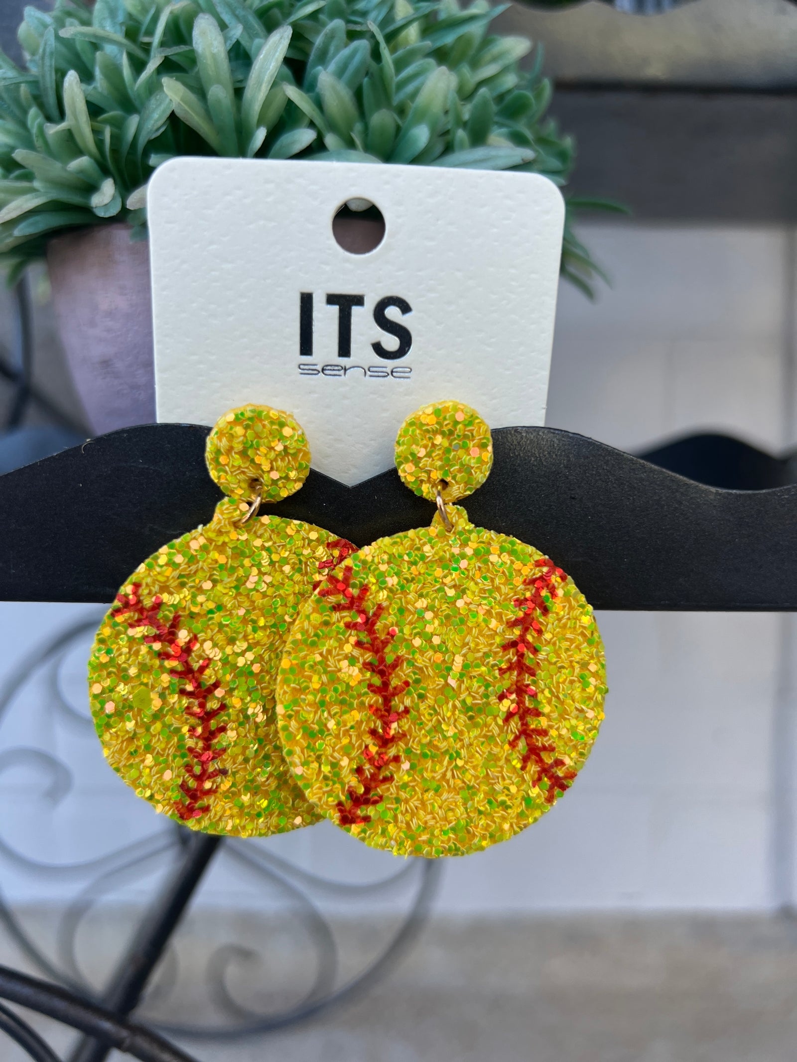 Glitter Softball Earring