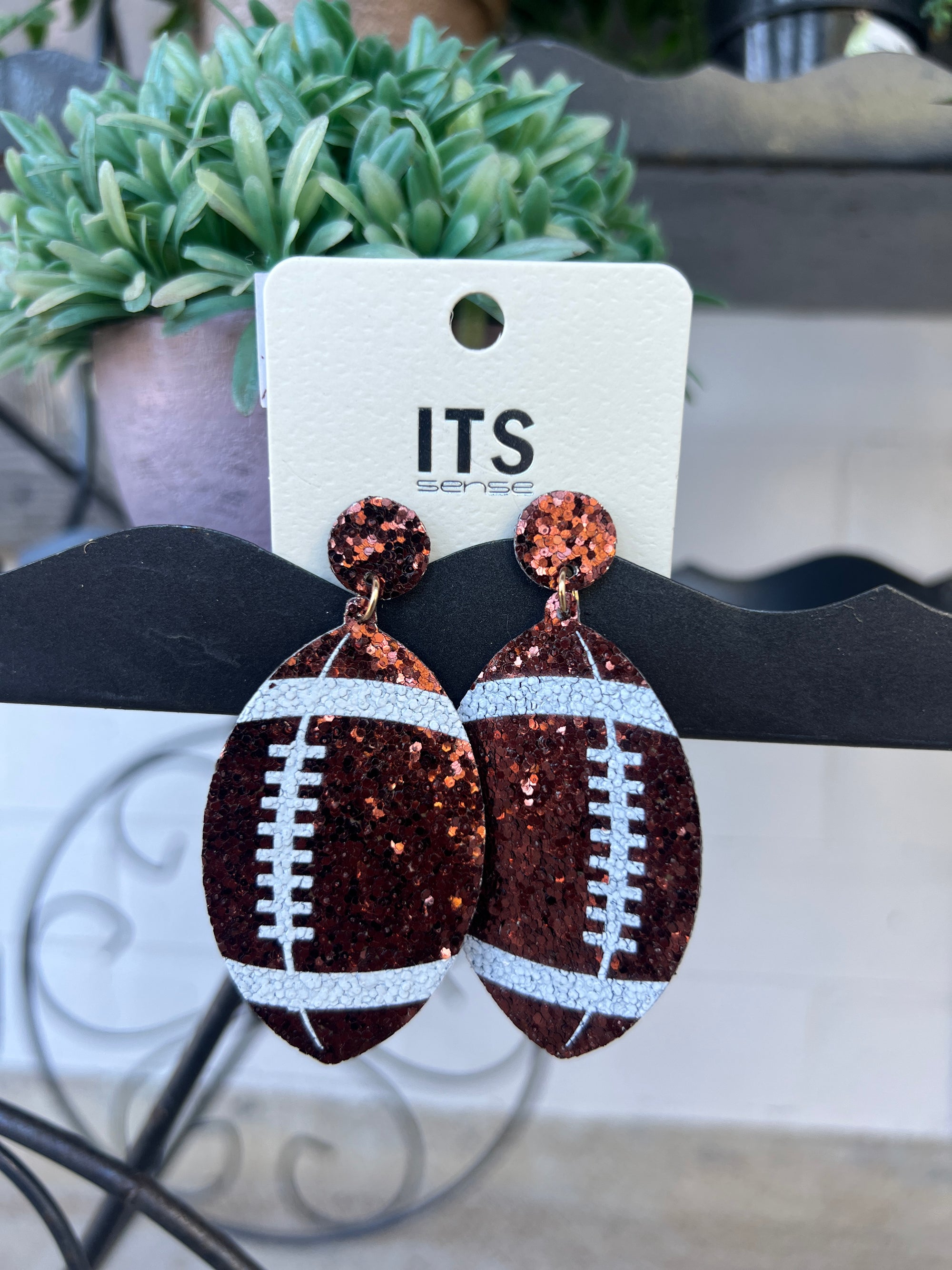 Glitter Football Earring