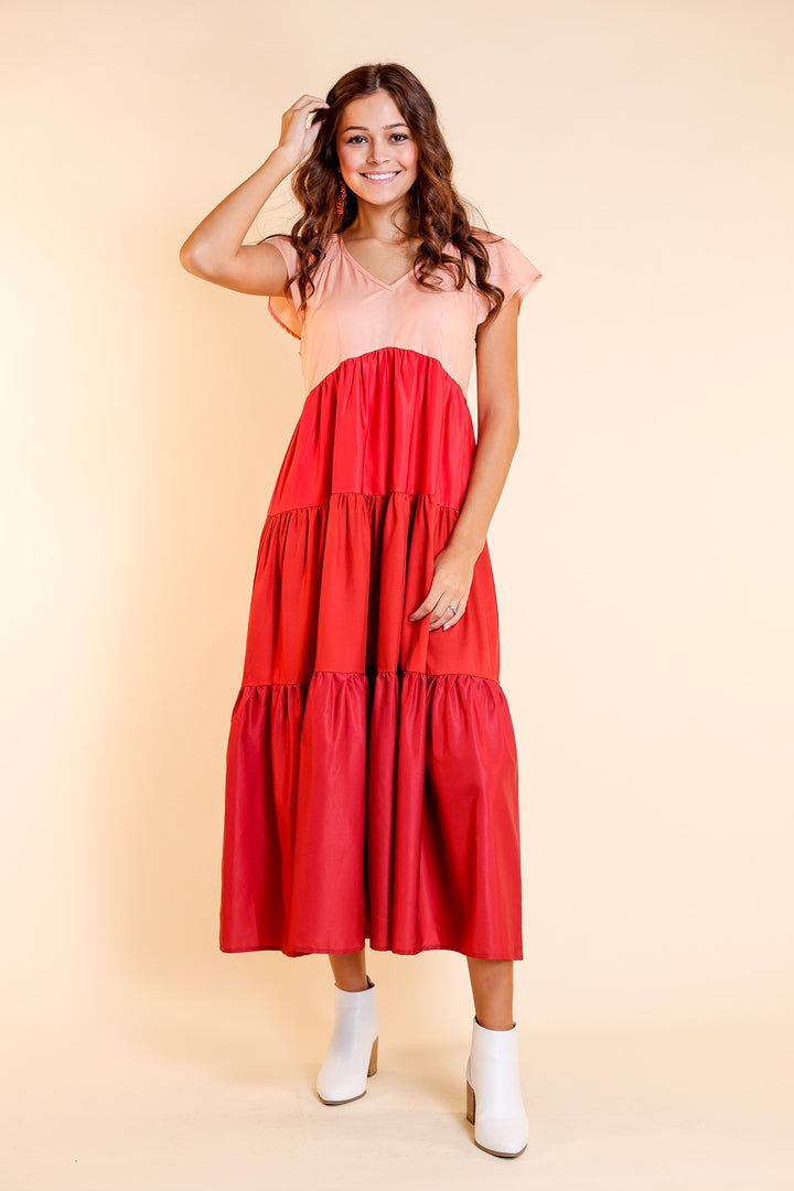 Loving It Red Tiered Dress