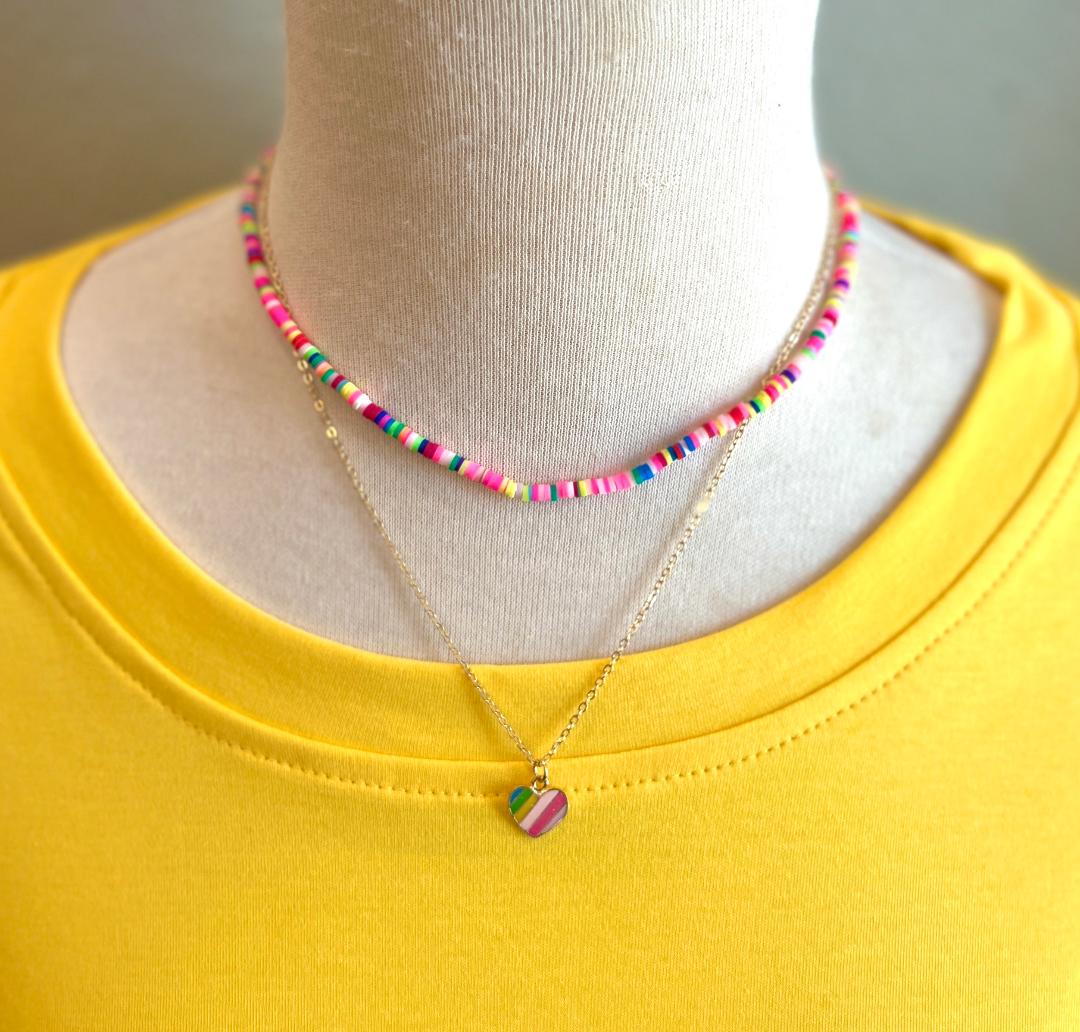 Candy Beaded Heart Necklace