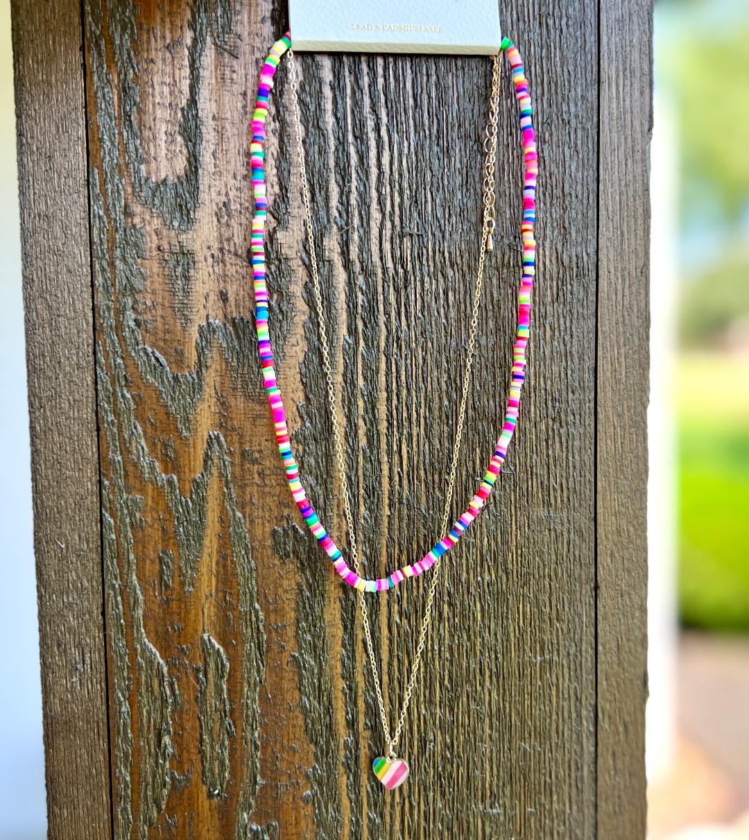 Candy Beaded Heart Necklace