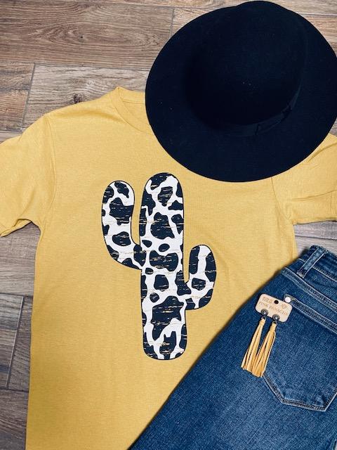 Cow Print Cactus Tee