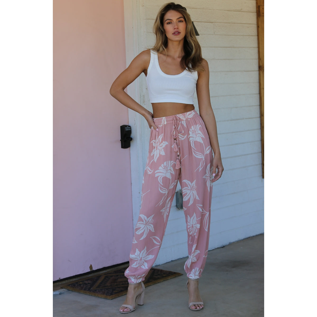 Misty Rose Floral Jogger