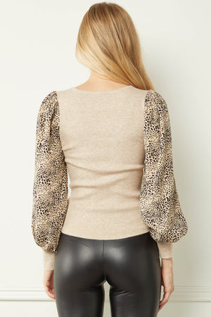 The Leopard Sleeve Top