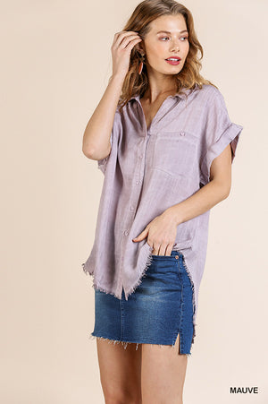 Washed Button Top