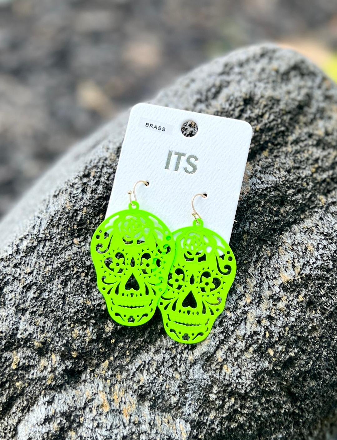 Neon Sugar Skull Earring