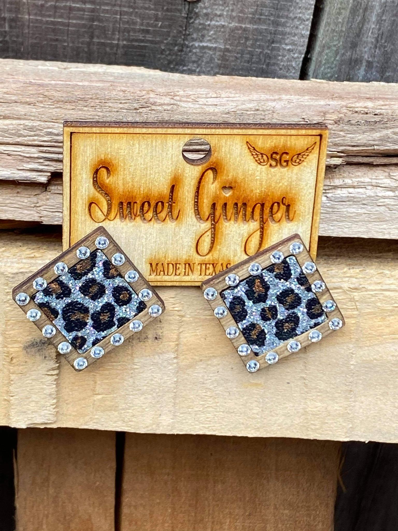 Silver Leopard Diamond Studs