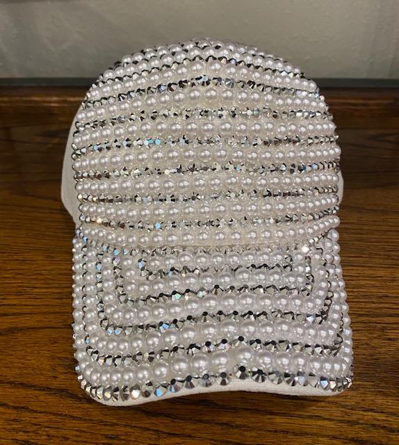 Beaded White Ballcap