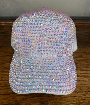 Beaded White Ballcap